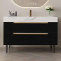 36' Bathroom Vanity with Undermount Sink Set, Modern Black 2-in-1 Wall Mounted & Freestanding Bathroom Vanity Cabinet with Sintered Stone top&4 Storage Drawers, Bathroom Single Sink Cabinet