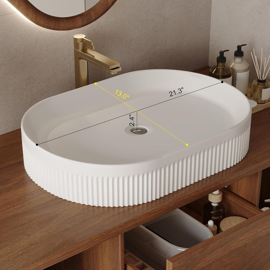 40 Inch Modern Bathroom Vanity Floating Bathroom Vanities with Above Oval Sink 40' Wall Mounted Bathroom Sink Cabinet with 2 Drawers & 2 Open Shelves & Gold Metal Handle, Walnut