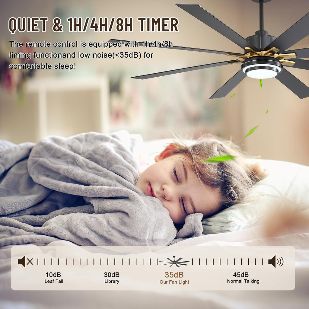 72'' Large Ceiling Fan with Light and Remote/APP Control,LED Dimmable Ceiling Fan,6 Speed,Reversible Whisper Quiet DC Motor for Farmhouse Patio Living Room Bedroom Indoor/Outdoor