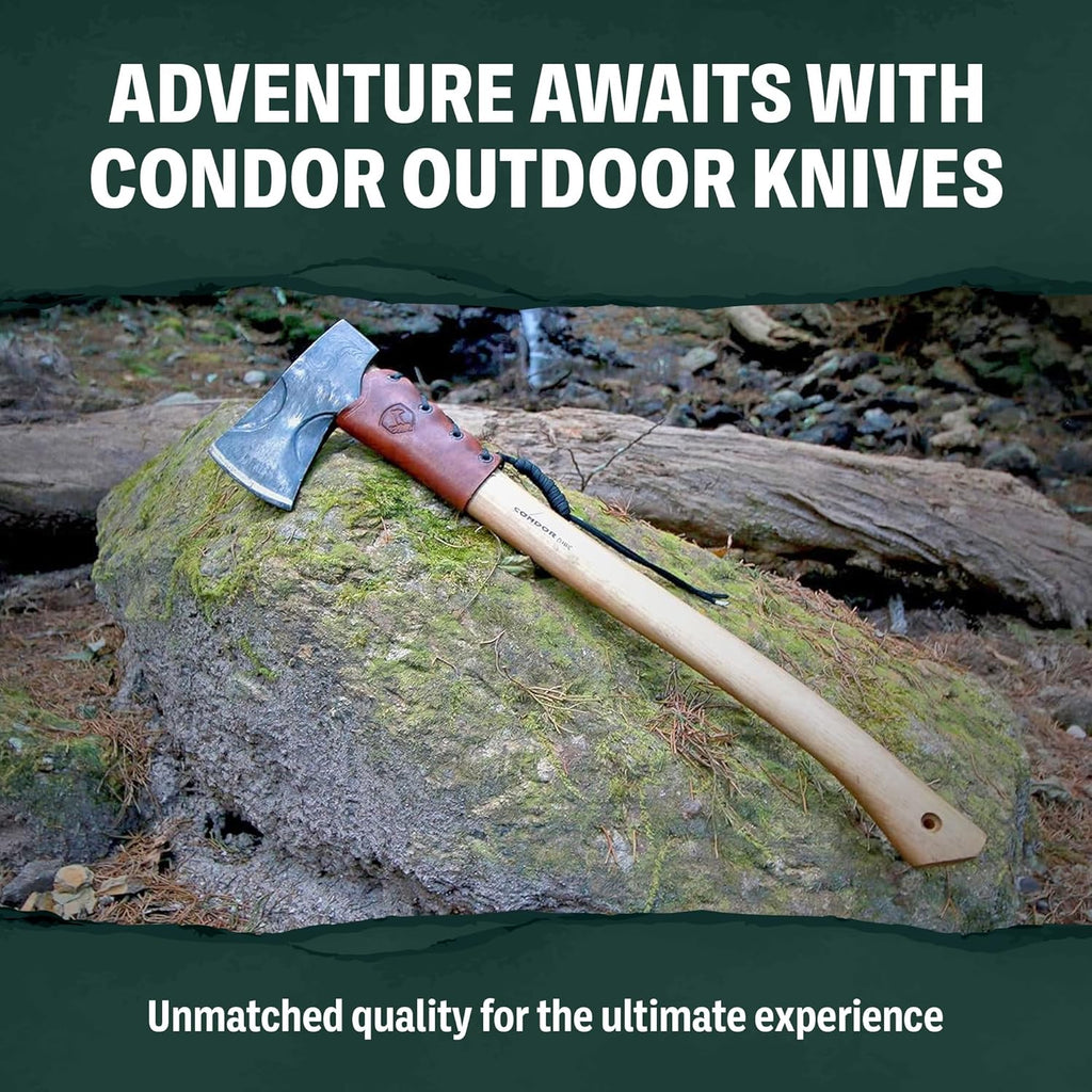 Condor Tool & Knife Undertaker Knife - 1075 High Carbon Steel - Full Tang Hunting Knives with Sheath - Walnut Handle - Hand Crafted Welted Leather Sheath - 10.2in Blade - 24 oz