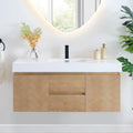 48 Inch Floating Sink Bathroom Vanity Wall Mount Single Vanities Overflow Mordern Large Storge Cabinet with Ceramic Countertop Double Soft Closing Drawers Pre-Assembled