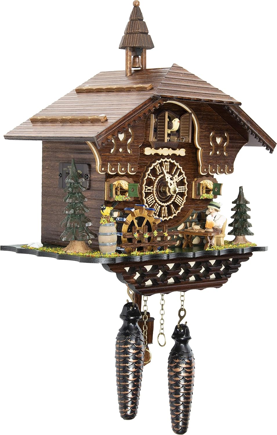 Cuckoo Palace German Cuckoo Clock - The Brotzeit House - with Quartz Movement - 10.3 inches high - Black Forest Clock