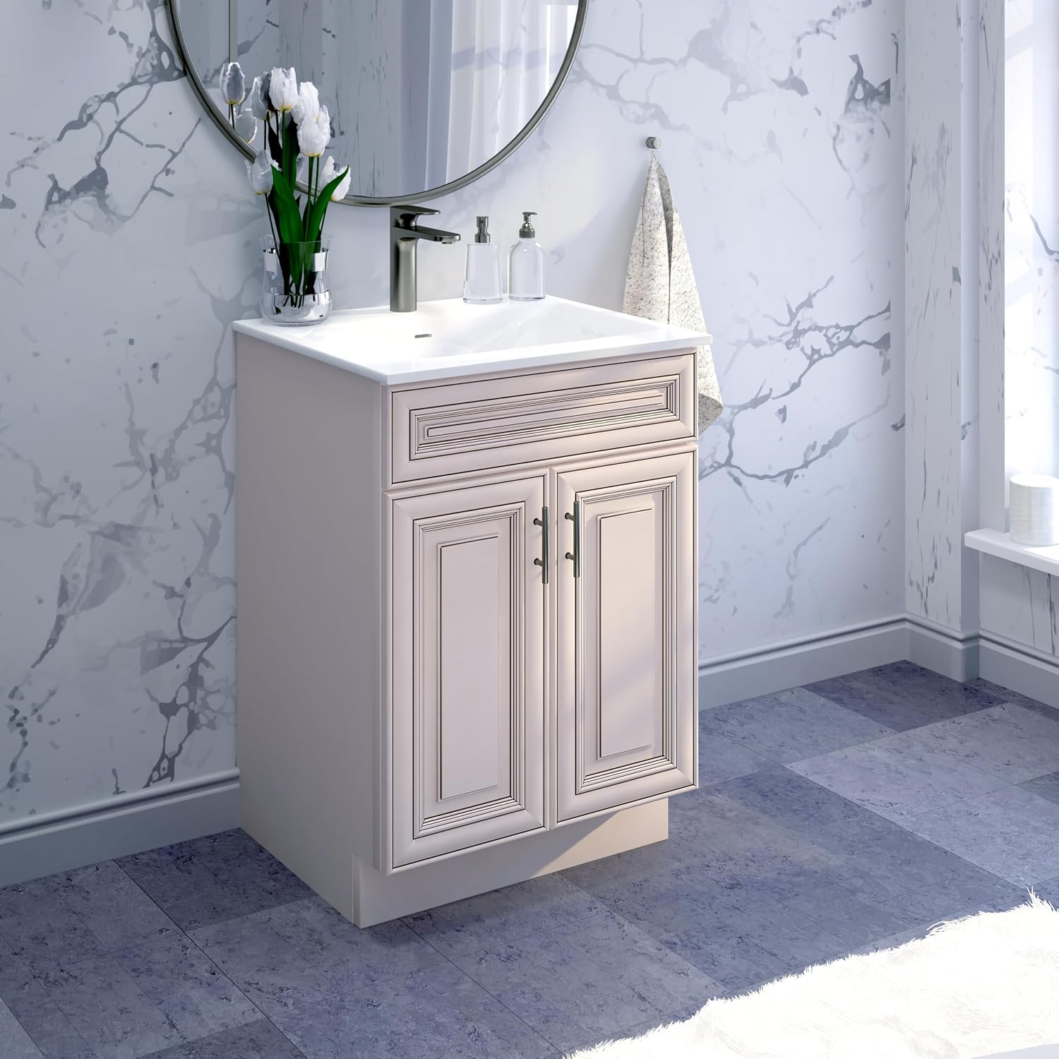 Antique White Sink Base Bathroom Vanity 24'/30'/36' Width Ready-to-Assemble Cabinet(30' Width)