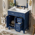 Harper & Bright Designs 30' Bathroom Vanity with Sink, Free Standing Single Basin Vanity Set with 2 Drawers, and Soft-Close Doors, Wood Bathroom Cabinet with Ceramic Basin for Bathroom, Blue
