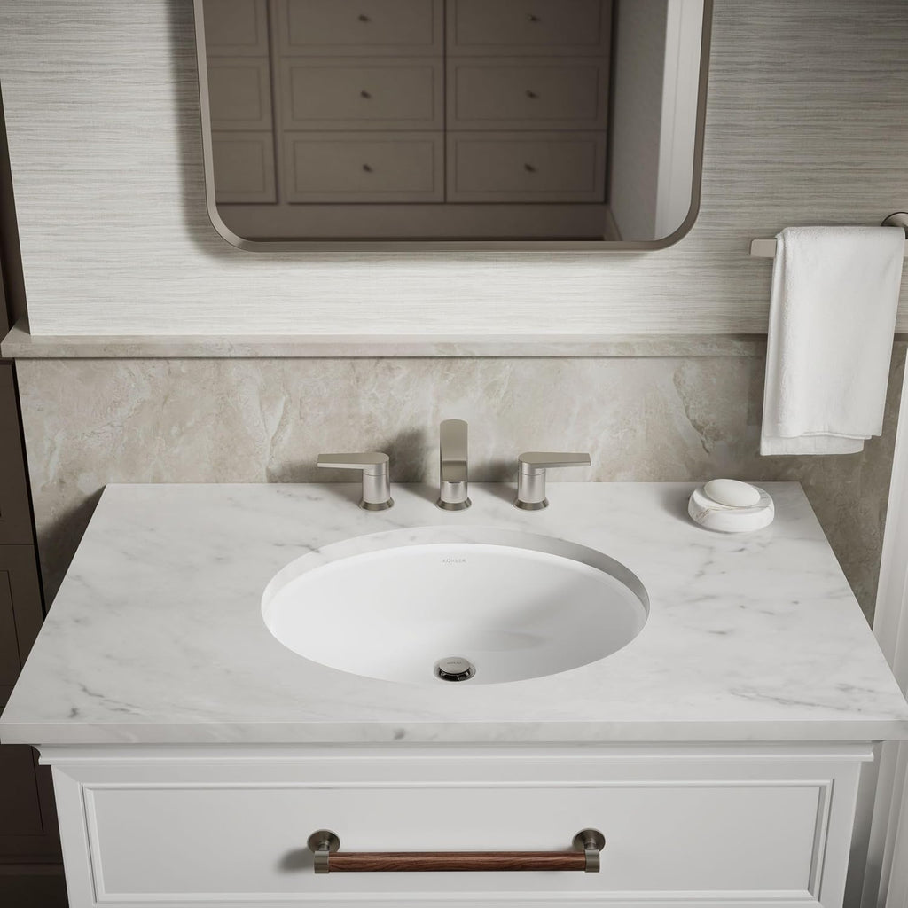 Caxton Oval 17' x 14' Undermount bathroom sink, White