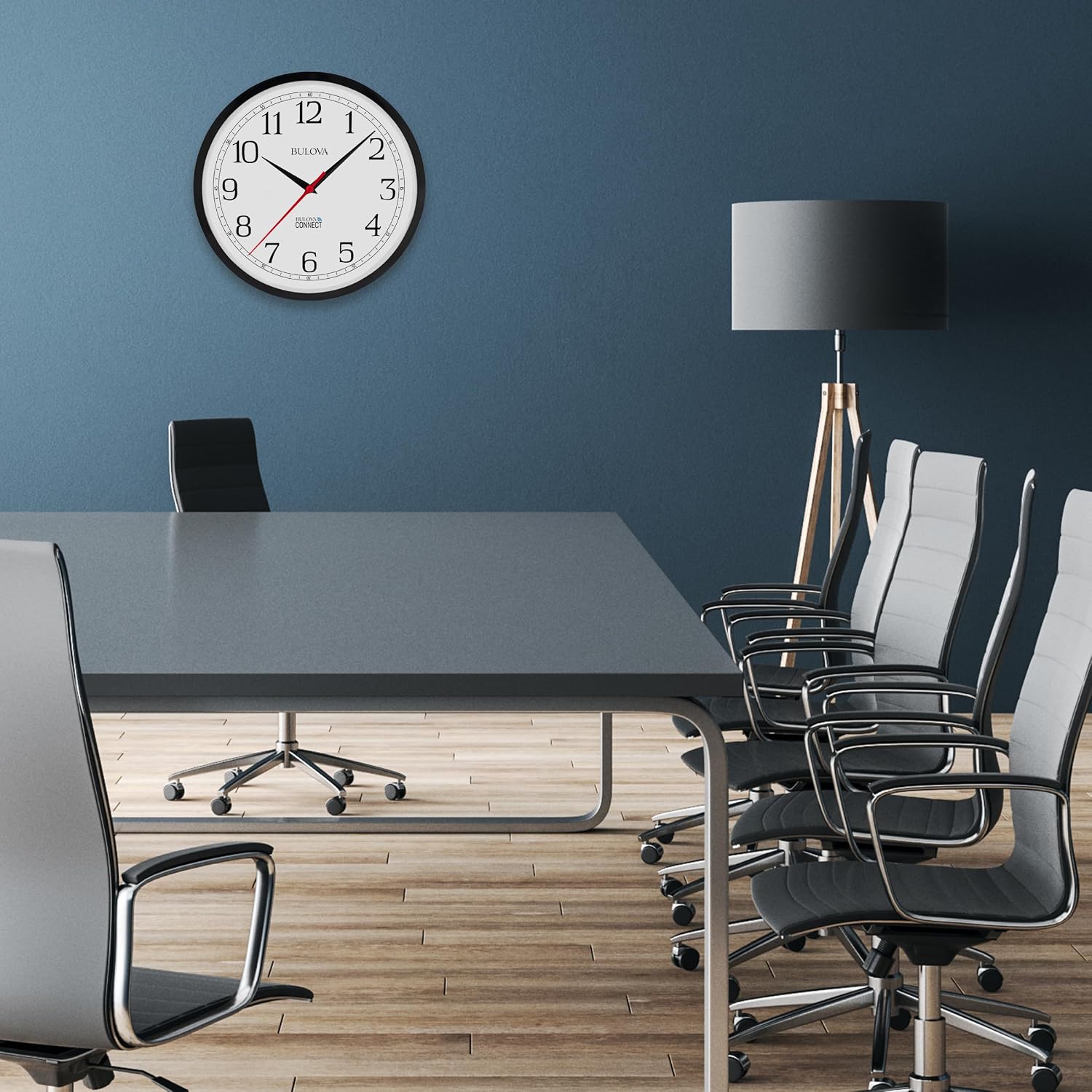 Bulova Precision Connect Wall Clock C5000, 12.5' | Black and White | Accurate Timekeeping | Modern Design | Battery Operated | WiFi Enabled