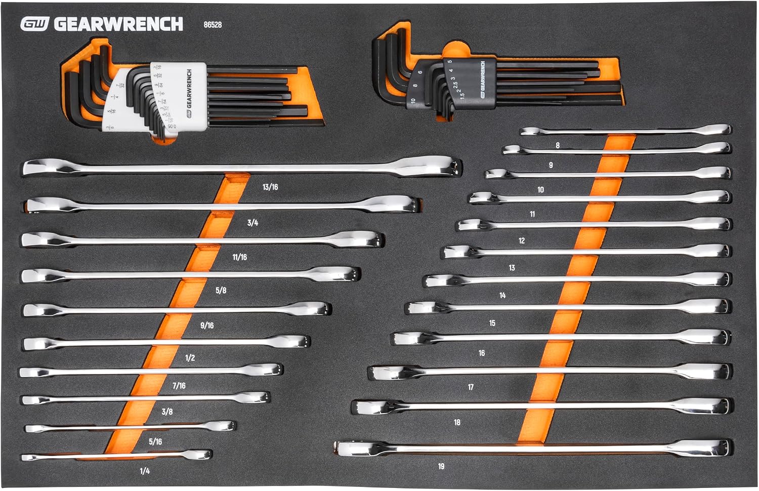GEARWRENCH 44 Piece 90-Tooth SAE/Metric Ratcheting Wrench and Hex Key Set - 86528