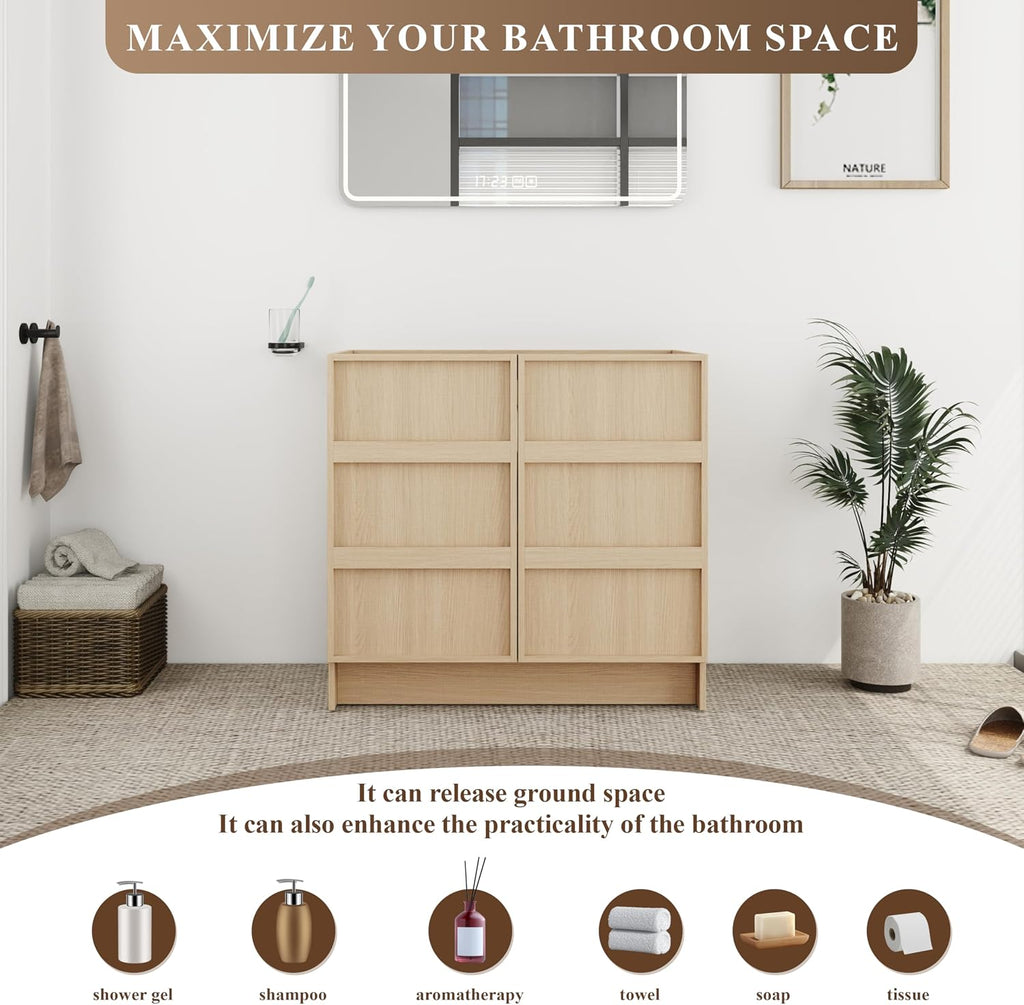 36 Inch Freestanding Bathroom Vanity,36' Bathroom Vanity Without Sink Top,Modern Bathroom Storage Vanity Cabinet,Floor Stand Cabinet(Sink Basin Not Included)