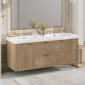 60'' Floating Bathroom Vanity with Sink, Wall-Mounted Cabinet with Drawer & Doors, SMC Resin Top Undermount Basin, Soft-Close, with Handle for Large Bathrooms