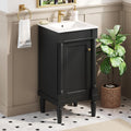 18' Small Bathroom Vanity with Ceramic Sink Freestanding Bathroom Vanity with 1 Soft-Close Door,2-Tier Storage Cabinet with Adjustable Shelf Single Sink Vanity with Roman Column Base,Black
