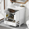 30' Bathroom Vanity with Sink Combo, Multi-Functional Bathroom Cabinet with Doors and Drawer, Solid Frame and MDF Board, White
