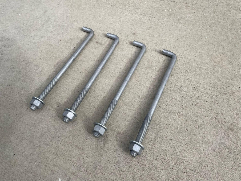 Sandbaggy 5/8' x 12' Threaded Concrete Anchor L-Bolts (Nuts & Washers Included) - Hot Dipped Galvanized - Sill Plate, Base Plate, Masonry, Wood, Cement Anchors, J Bolt (20, 5/8' x 12')