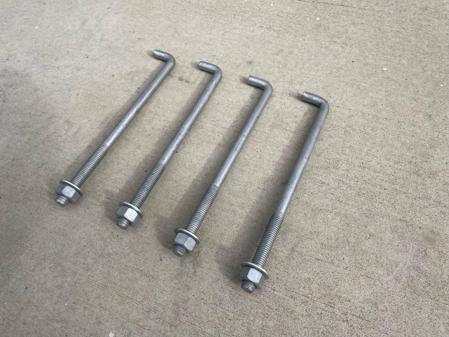 Sandbaggy 5/8' x 12' Threaded Concrete Anchor L-Bolts (Nuts & Washers Included) - Hot Dipped Galvanized - Sill Plate, Base Plate, Masonry, Wood, Cement Anchors, J Bolt (20, 5/8' x 12')