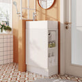 18.6' Bathroom Vanity Cabinet with Ceramic Sink Top Set, Left or Right Available, Freestanding, Two-Tier Storage Shelf, White