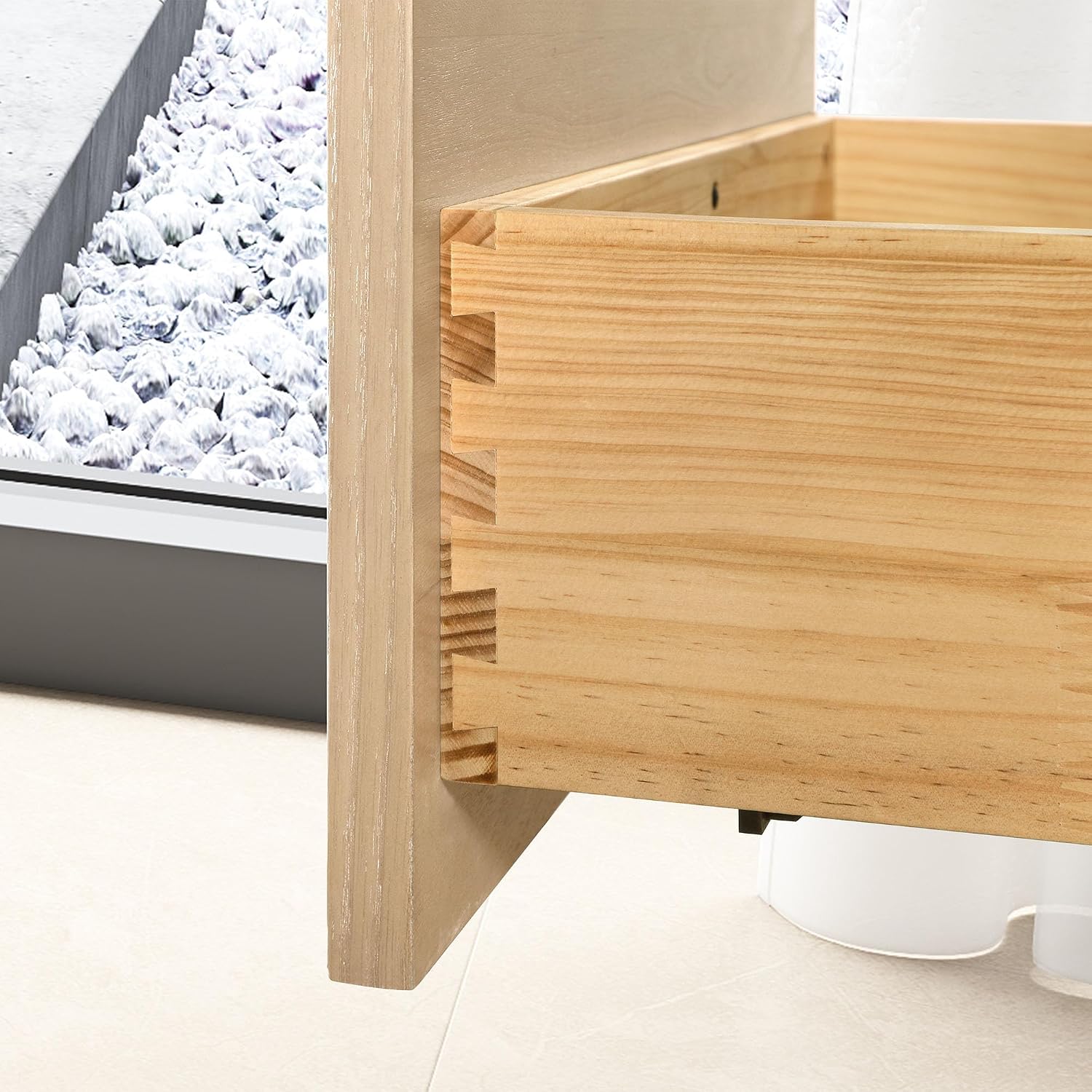 OVE Decors Indy 42 in. Undermount Single Sink Bathroom Vanity with White Engineered Marble Top, Rustic Ash