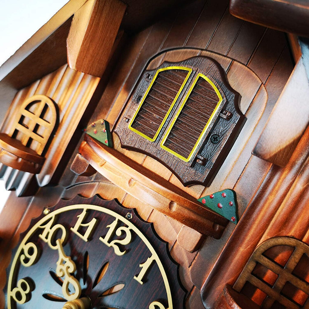 Wall Clock, Cuckoo Clock, Wooden Hand-Carved Wall Clock, Classical Silent Clock with Arabic Numerals