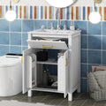 Harper & Bright Designs 24' Bathroom Vanity with Sink, Free Standing Single Basin Vanity Set with 2 Soft-Close Doors and Drawer, Modern Wooden Bathroom Cabinet with Ceramic Basin for Bathroom, White