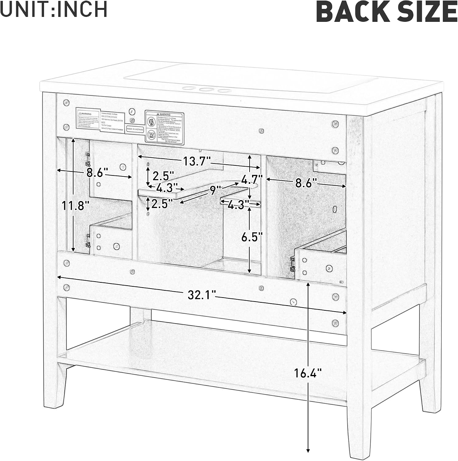 LUMISOL 36' Bathroom Vanity with Sink Combo, Bathroom Vanity Storage Cabinet with 3 Drawers & Open Shelf, Solid Wood Frame Bathroom Cabinet with Ceramic Sink, Green