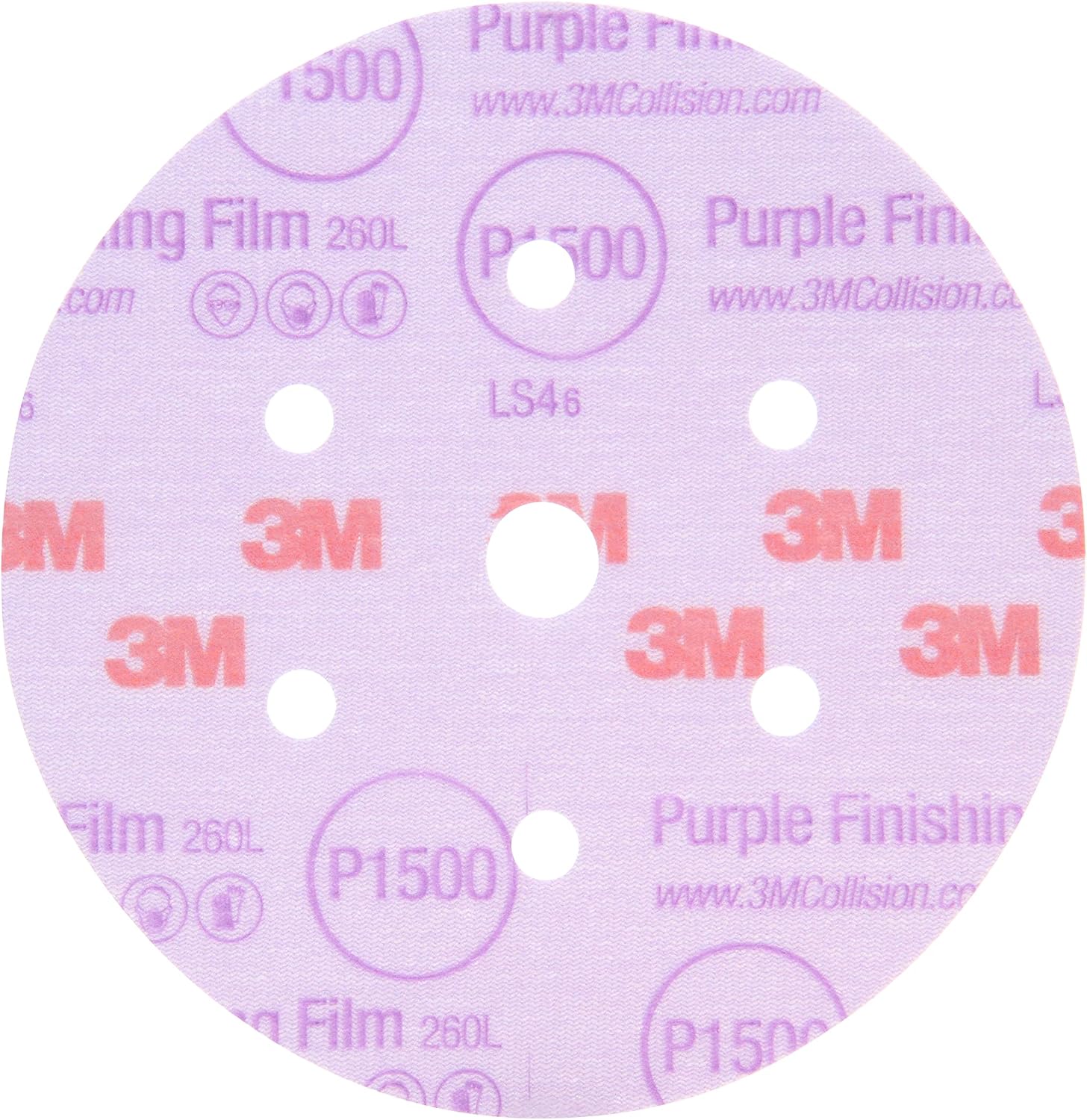 3M 6' P2000 Grade Purple Finishing Film Hookit Disc 50 Pack