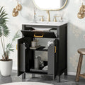 Harper & Bright Designs 24' Bathroom Vanity with Sink, Free Standing Single Basin Vanity Set with 2 Soft-Close Doors and Drawer, Modern Wooden Bathroom Cabinet with Ceramic Basin for Bathroom, Black
