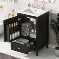 Harper & Bright Designs 20' Bathroom Vanity with Sink, Free Standing Single Vanity Set with One Drawer, and Door Storage Shelf, Solid Wood Storage Cabinet with Ceramic Basin for Bathroom, Black