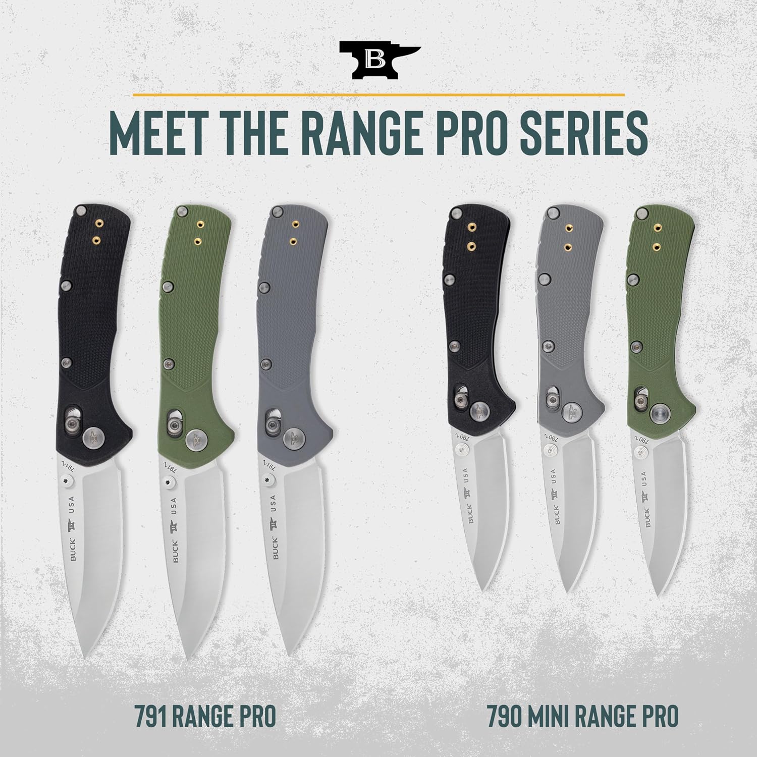 Buck Knives 790 Mini Range Pro Folding Pocket Knife, EDC Knife, 2-5/8' Drop Point Blade, 154CM Stainless Steel, Lightweight Glass-Filled Nylon Handle, Made in the USA, Black, 1.9 oz