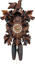 Eight Day Cuckoo Clock with Three Hand Carved Birds and Seven Leaves