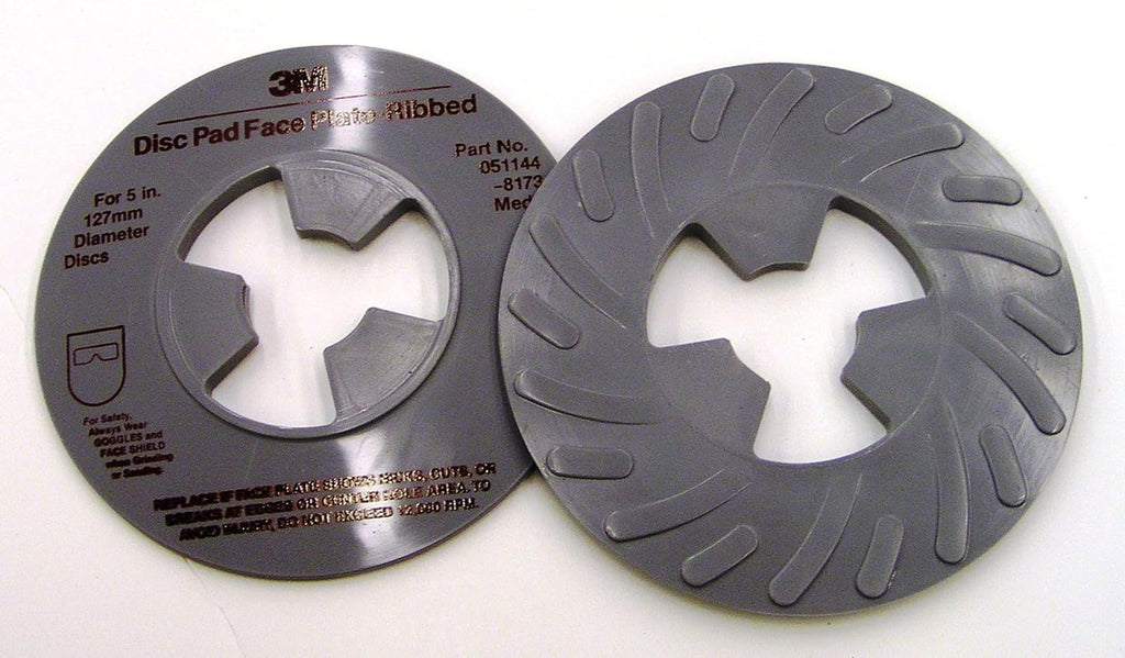 3M Disc Pad Face Plate Ribbed 81734, 5 in Medium Gray, 10 per case