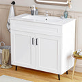 36 Inch Bathroom Vanity with Ceramic Sink - Modern Farmhouse Style Sink Cabinet, Easy Tool-Free Installation, for Bathroom Remodel and Upgrade (White)