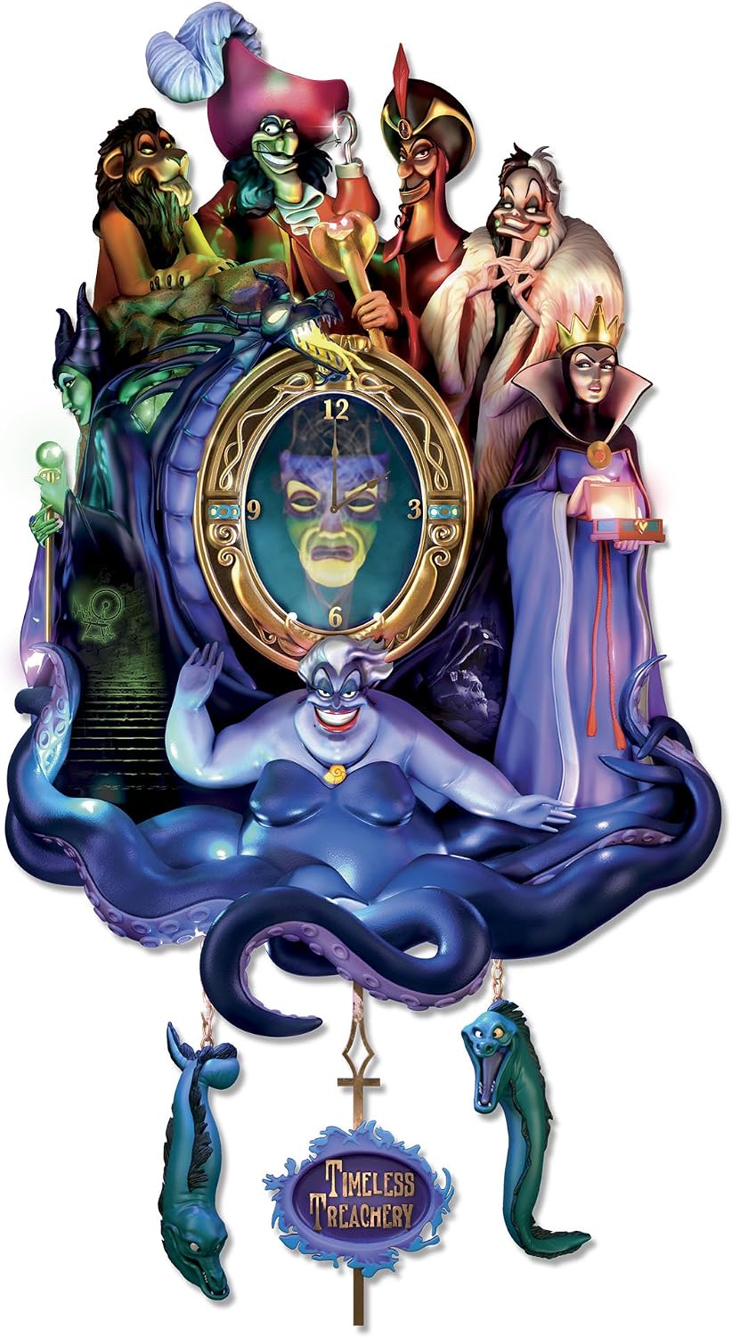The Bradford Exchange Disney Villains Timeless Treachery Musical Cuckoo Clock, LED Illuminated, Limited Edition