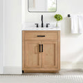 ALTAIR 30 Inch Vanity Bathroom Small Single Sink Vanities with Ceramic Countertop Pre-Assembled Sidesplash and Backsplash Included Light Brown