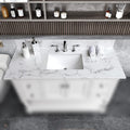43 Inch Marble Vanity Top with Undermounted Rectangular Ceramic Sink & Backsplash, Three holes Engineered Stone Vanity Sink Top Countertop for Bathroom Kitchen (No Cabinet)