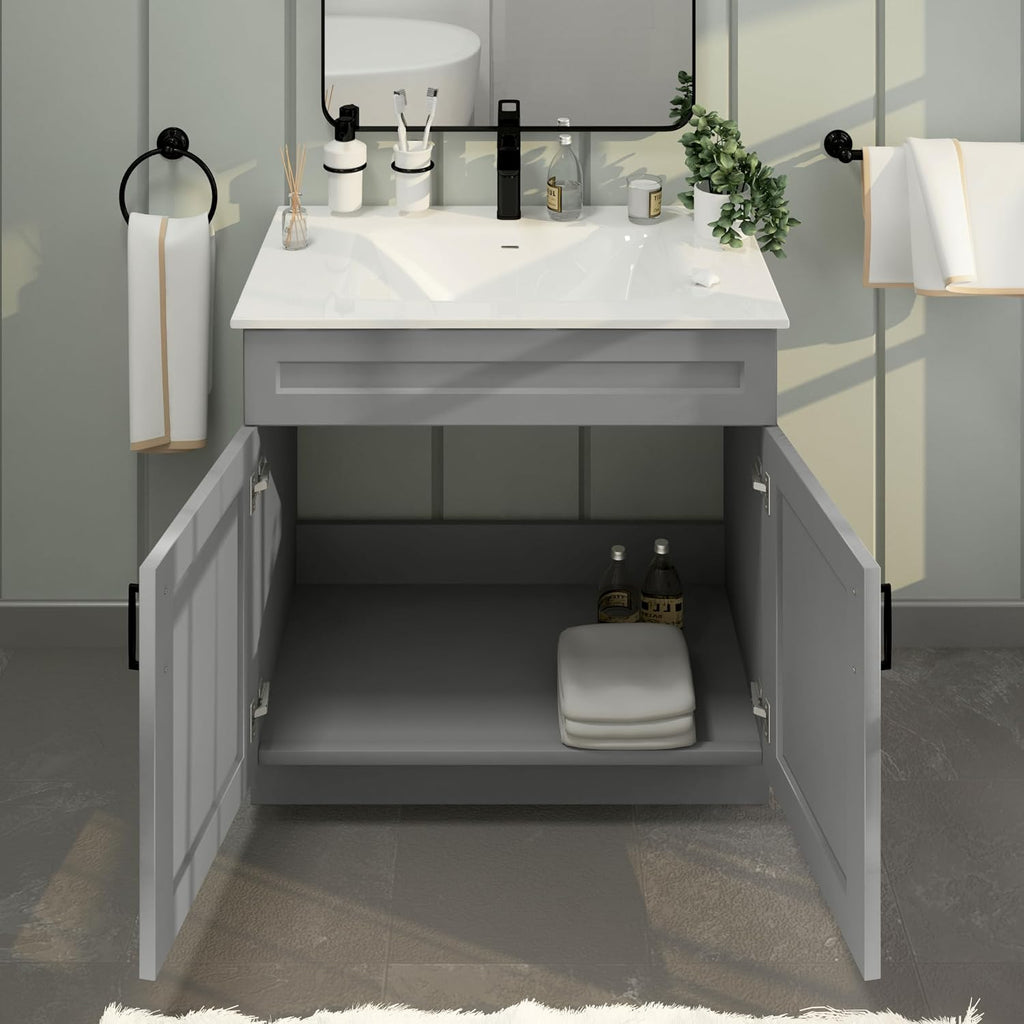 Light Grey Shaker Sink Base Bathroom Vanity 24'/30'/36' Width (36' Width)