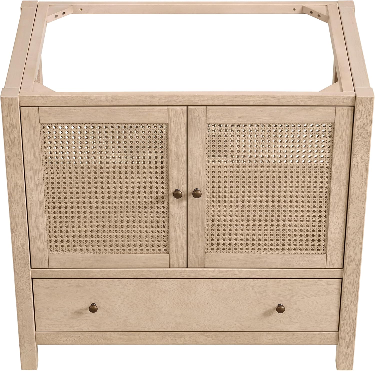 Alaterre Furniture Lucca Bathroom Vanity - Freestanding Cabinet Without Sink - 36 Inch Wood Bathroom Vanity with Large Drawer and Soft-Close Doors - Under Sink Cabinet Only (Natural)