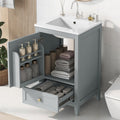 Harper & Bright Designs 20' Bathroom Vanity with Sink, Free Standing Single Vanity Set with One Drawer, and Door Storage Shelf, Solid Wood Storage Cabinet with Ceramic Basin for Bathroom, Grey