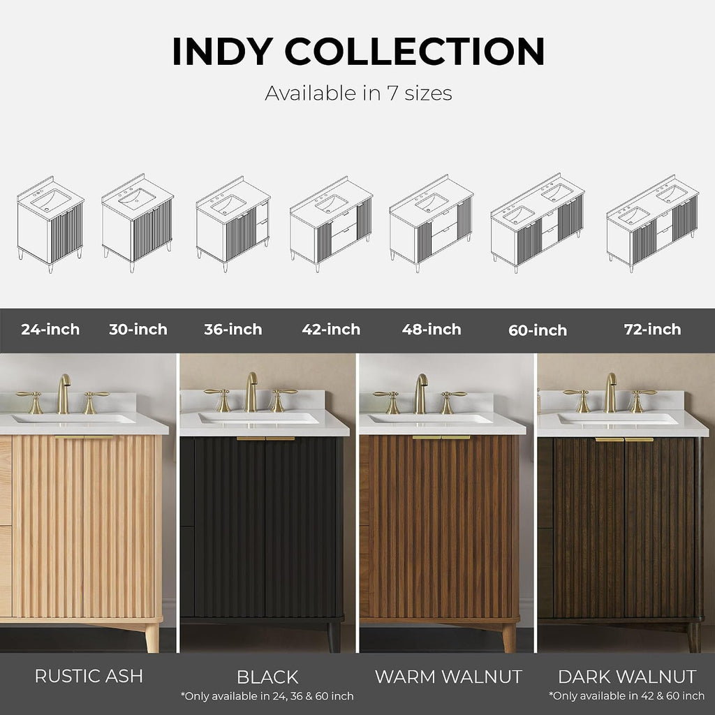 OVE Decors Indy 30 in. Undermount Single Sink Bathroom Vanity with White Engineered Marble Top, Rustic Ash