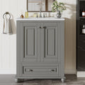 Tribesigns 24' Bathroom Vanity with Ceramic Sink Combo, Freestanding Bathroom vanities Storage Cabinet with 2 Doors & 1 Drawer, Solid Wooden Frame & Coated Surface, Metal Handle (Grey, 24 Inch)