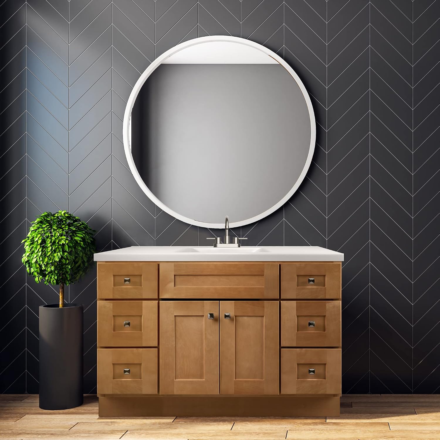 Design House Brookings 48 Inch Shaker, Solid Wood, Fully Assembled, Modern Birch, 215780