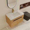 30 Inch Floating Bathroom Vanity with Sink, 30'' Wall Mount Vanity with Resin Countertop, Soft Close Doors, Double Door Storage Cabinet for Small Bathroom, Apartment, Powder Room