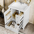 Mirightone 24' Vanity with Sink, Small Bathroom Vanities 24 Inch with Sink, Single Sink Bathroom Vanity with Door Shelf and Three Drawers, Restroom Vanity with Sink Top (White)