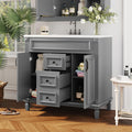 Merax 36' Bathroom Vanities with Single Sink, Modern Undermount Bathroom Sink Cabinet with 3 Closing Doors & 2 Full Extension Dovetail Drawers