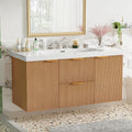 48'' Floating Bathroom Vanity with Sink, Painted Surface Wall Mounted Bathroom Vanity Cabinet, Soft Closing System, SMC Vanity Top, Natural