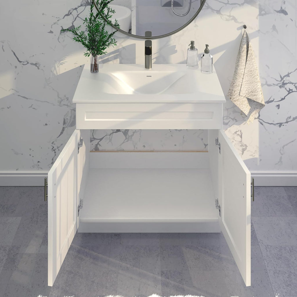 La Royal White Shaker Sink Base Bathroom Vanity Ready-to-Assemble Cabinet 36' Width