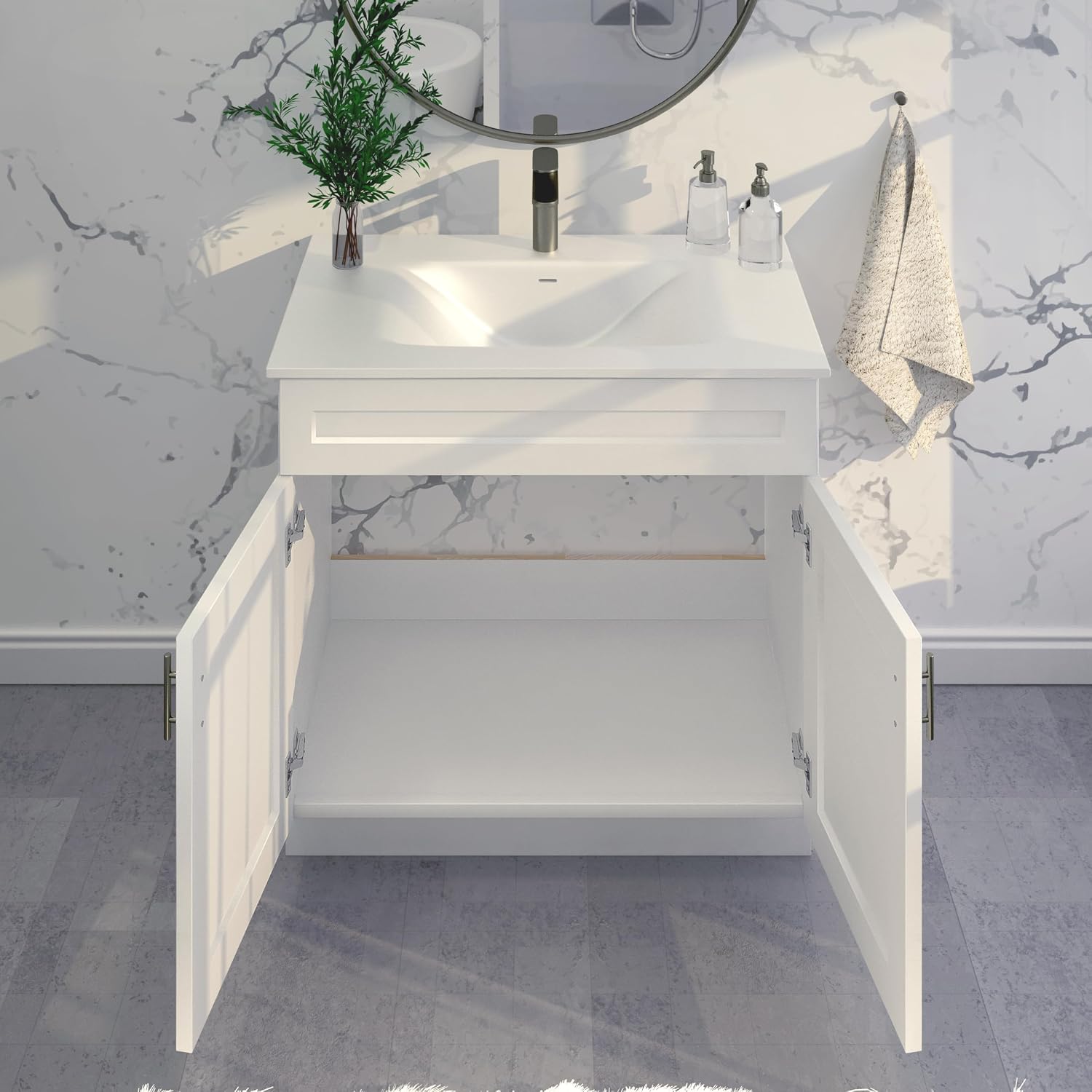 La Royal White Shaker Sink Base Bathroom Vanity Ready-to-Assemble Cabinet 36' Width