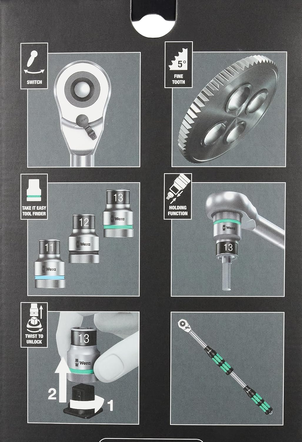 WERA 05004090001 8006 SC 1 Zyklop Hybrid Ratchet Set, 1/2' Drive, Metric, 13 Pieces