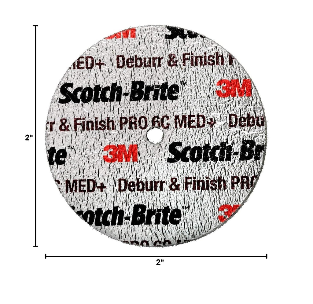 3M Scotch-Brite Deburr and Finish PRO Unitized Wheel, 2 in x 1/2 in x 1/4 in 6C MED+, 30 per case