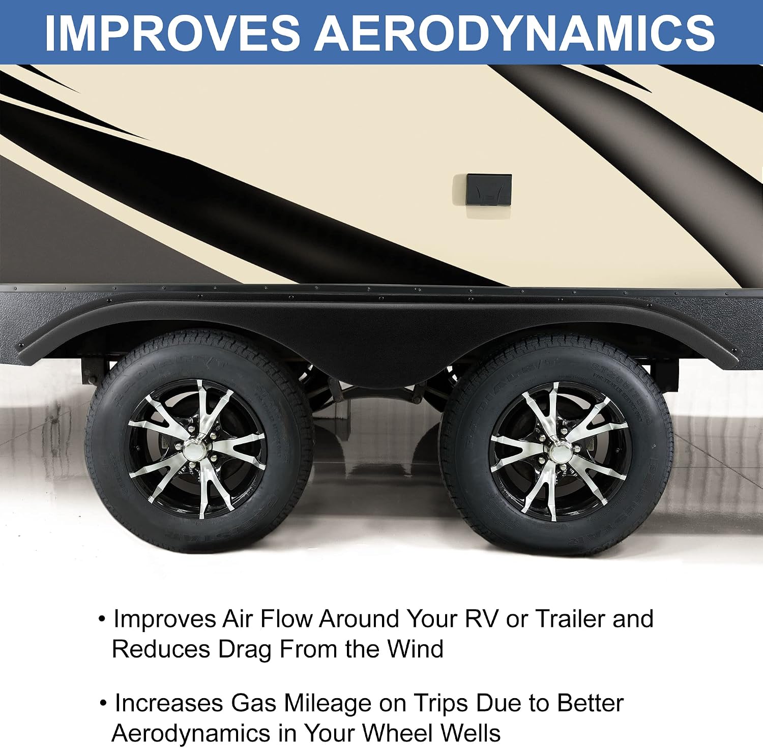 RecPro RV Tandem Fender Skirt | 65 1/2' W x 8 1/2' H (Black, 2 Fender Skirts)