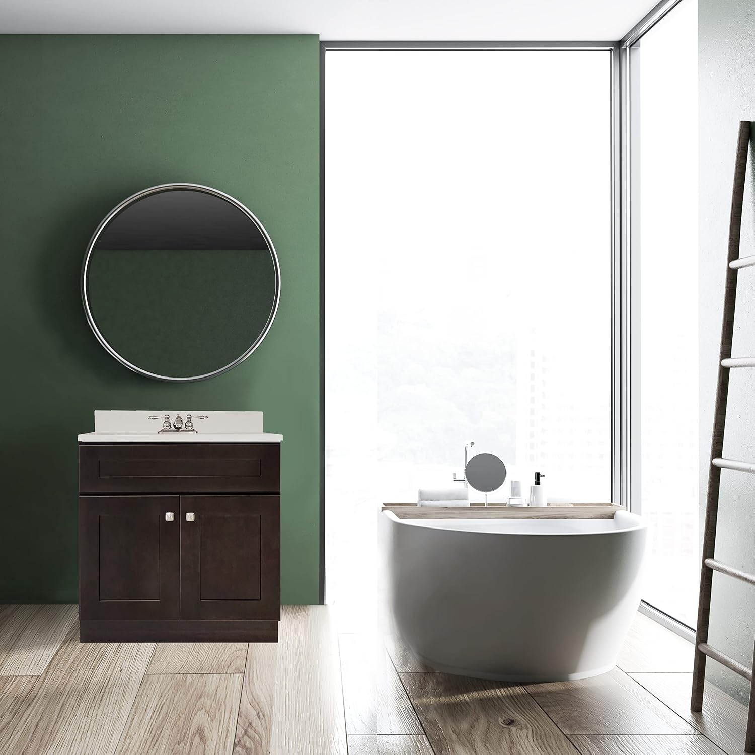 Design House Brookings 31 Inch Bathroom Vanity with Top, Ready to Assemble, Brown, 585281