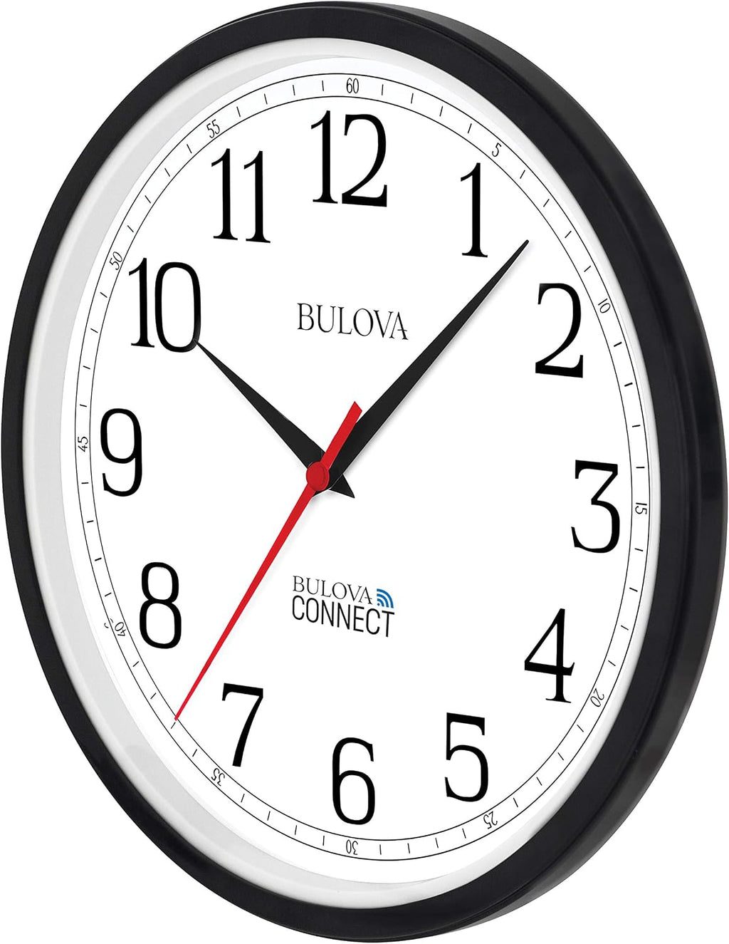 Bulova Precision Connect Wall Clock C5000, 12.5' | Black and White | Accurate Timekeeping | Modern Design | Battery Operated | WiFi Enabled