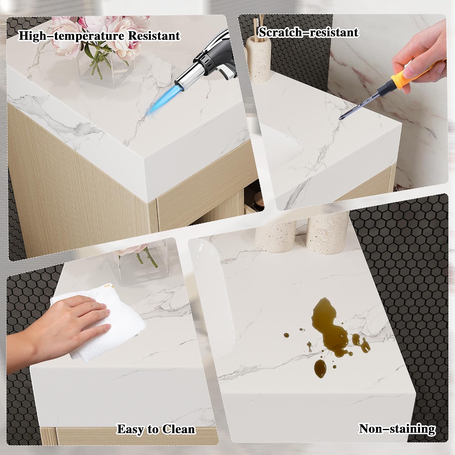 30' Bathroom Vanity with Sink Set, Modern Oak Wall Mounted Bathroom Vanity Cabinet with Sintered Stone Top&Gold Handle 2 Drawers&2 Open Storage, Single Sink Floating Bathroom Vanity